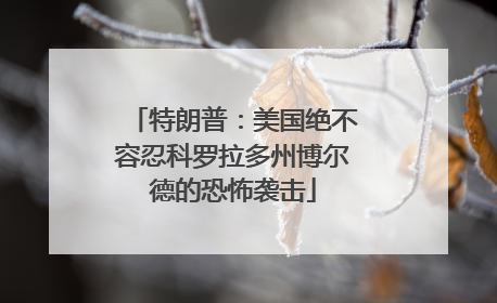特朗普：美国绝不容忍科罗拉多州博尔德的恐怖袭击