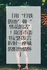用“打铁的劲”做“绣花的活”！菏泽市委书记的发言折射一座城的炽热情怀