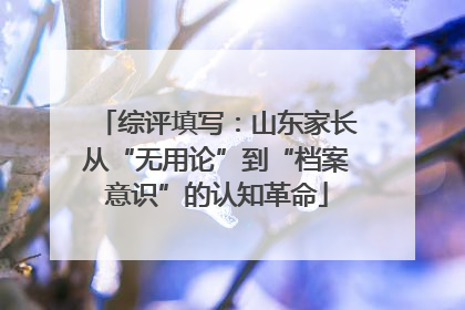 综评填写：山东家长从“无用论”到“档案意识”的认知革命