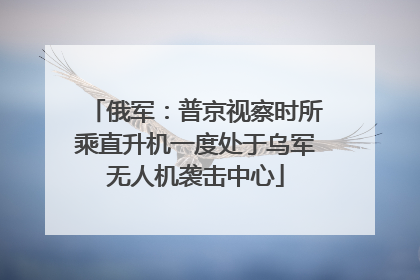 俄军：普京视察时所乘直升机一度处于乌军无人机袭击中心