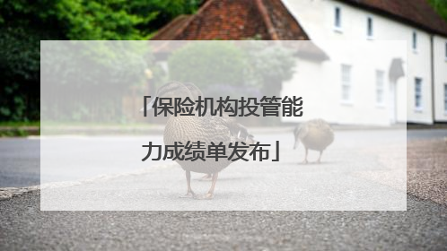 保险机构投管能力成绩单发布
