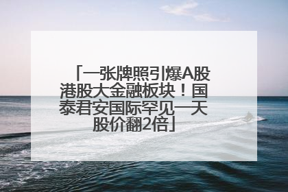 一张牌照引爆A股港股大金融板块！国泰君安国际罕见一天股价翻2倍