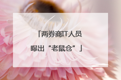 两券商IT人员曝出“老鼠仓”