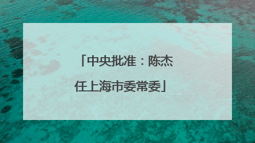 中央批准：陈杰任上海市委常委