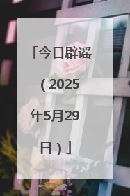 今日辟谣（2025年5月29日）