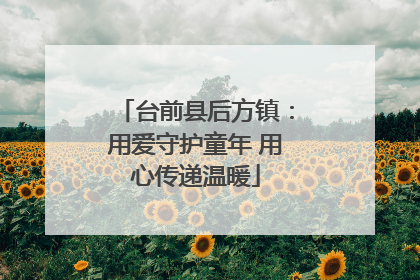 台前县后方镇：用爱守护童年 用心传递温暖