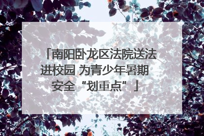 南阳卧龙区法院送法进校园 为青少年暑期安全“划重点”