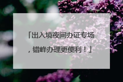 出入境夜间办证专场，错峰办理更便利！