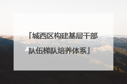 城西区构建基层干部队伍梯队培养体系