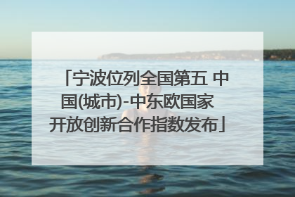 宁波位列全国第五 中国(城市)-中东欧国家开放创新合作指数发布