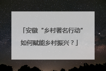 安徽“乡村著名行动”如何赋能乡村振兴？