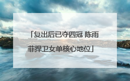 复出后已夺四冠 陈雨菲捍卫女单核心地位