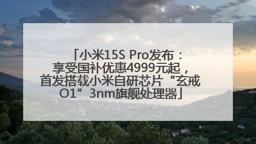 小米15S Pro发布：享受国补优惠4999元起，首发搭载小米自研芯片“玄戒O1”3nm旗舰处理器