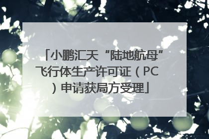 小鹏汇天“陆地航母”飞行体生产许可证（PC）申请获局方受理