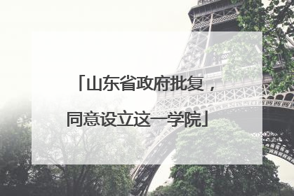 山东省政府批复，同意设立这一学院