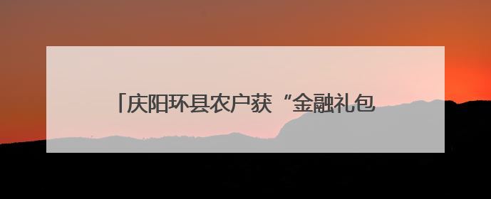庆阳环县农户获“金融礼包” 普惠贷款助力产业升级
