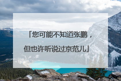 您可能不知道张鹏，但也许听说过京范儿
