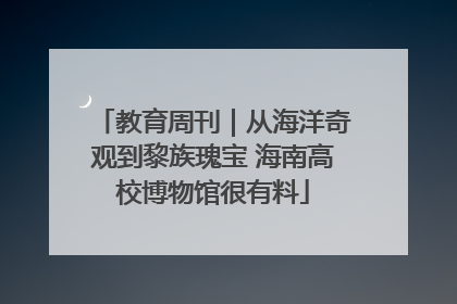 教育周刊｜从海洋奇观到黎族瑰宝 海南高校博物馆很有料