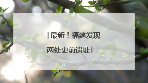 最新！福建发现两处史前遗址