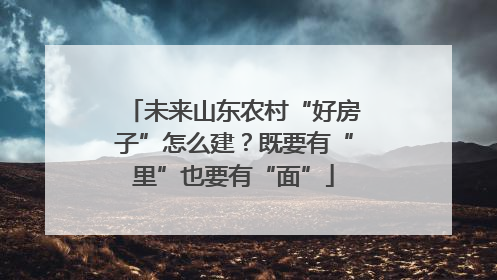 未来山东农村“好房子”怎么建？既要有“里”也要有“面”
