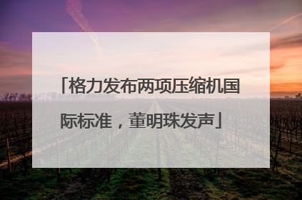 格力发布两项压缩机国际标准，董明珠发声