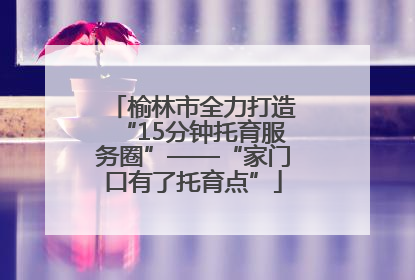 榆林市全力打造“15分钟托育服务圈”——“家门口有了托育点”