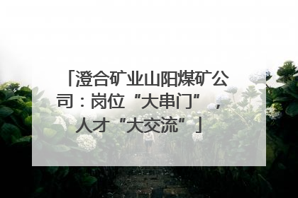澄合矿业山阳煤矿公司：岗位“大串门”，人才“大交流”