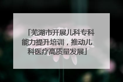 芜湖市开展儿科专科能力提升培训，推动儿科医疗高质量发展