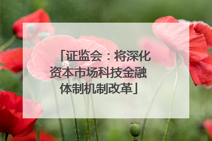 证监会：将深化资本市场科技金融体制机制改革