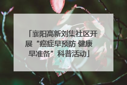 襄阳高新刘集社区开展“癌症早预防 健康早准备”科普活动