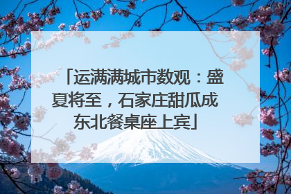 运满满城市数观：盛夏将至，石家庄甜瓜成东北餐桌座上宾