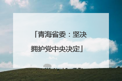 青海省委：坚决拥护党中央决定
