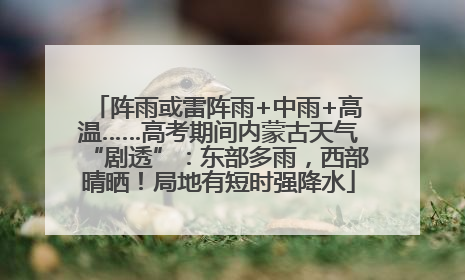 阵雨或雷阵雨+中雨+高温……高考期间内蒙古天气“剧透”：东部多雨，西部晴晒！局地有短时强降水