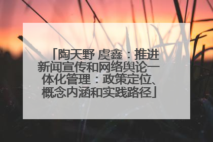 陶天野 虞鑫：推进新闻宣传和网络舆论一体化管理：政策定位、概念内涵和实践路径