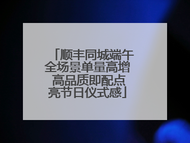 顺丰同城端午全场景单量高增 高品质即配点亮节日仪式感