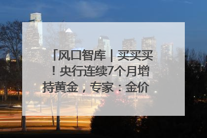风口智库｜买买买！央行连续7个月增持黄金，专家：金价或仍易涨难跌