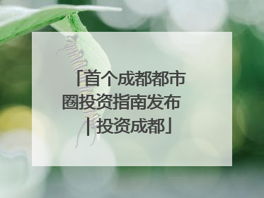 首个成都都市圈投资指南发布｜投资成都