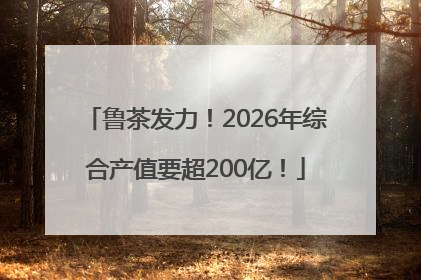 鲁茶发力！2026年综合产值要超200亿！