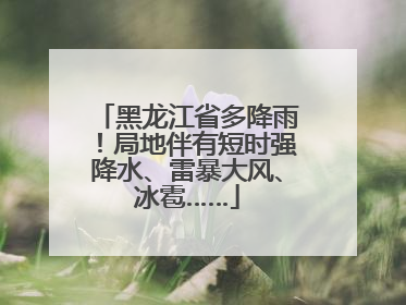 黑龙江省多降雨！局地伴有短时强降水、雷暴大风、冰雹……